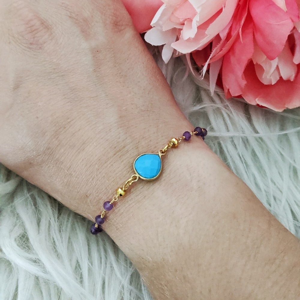 Amethyst and Turquoise Bracelet
